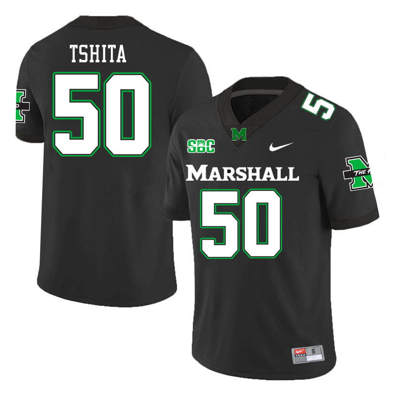 Men #50 Beni Tshita Marshall Thundering Herd SBC Conference College Football Jerseys Stitched-Black